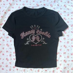 black sequin baby tee crop top